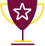 maroon trophy icon with a white star